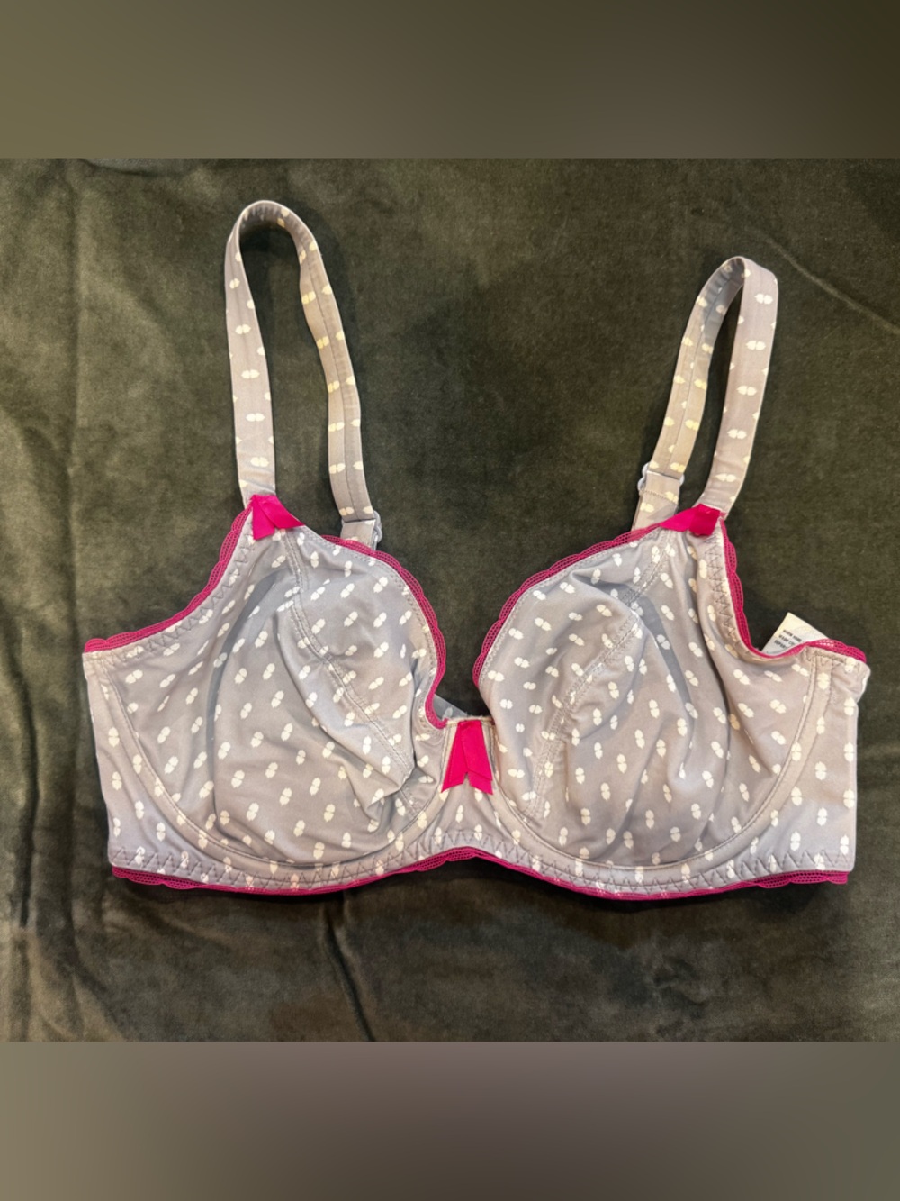 Freya Gray and Pink Underwire Bra with Polka Dot Detail